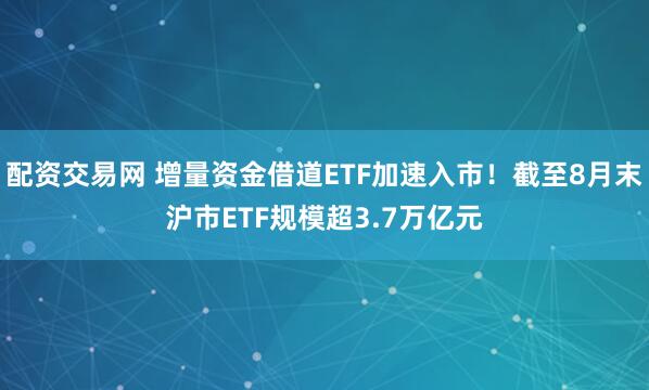 配资交易网 增量资金借道ETF加速入市！截至8月末沪市ETF规模超3.7万亿元